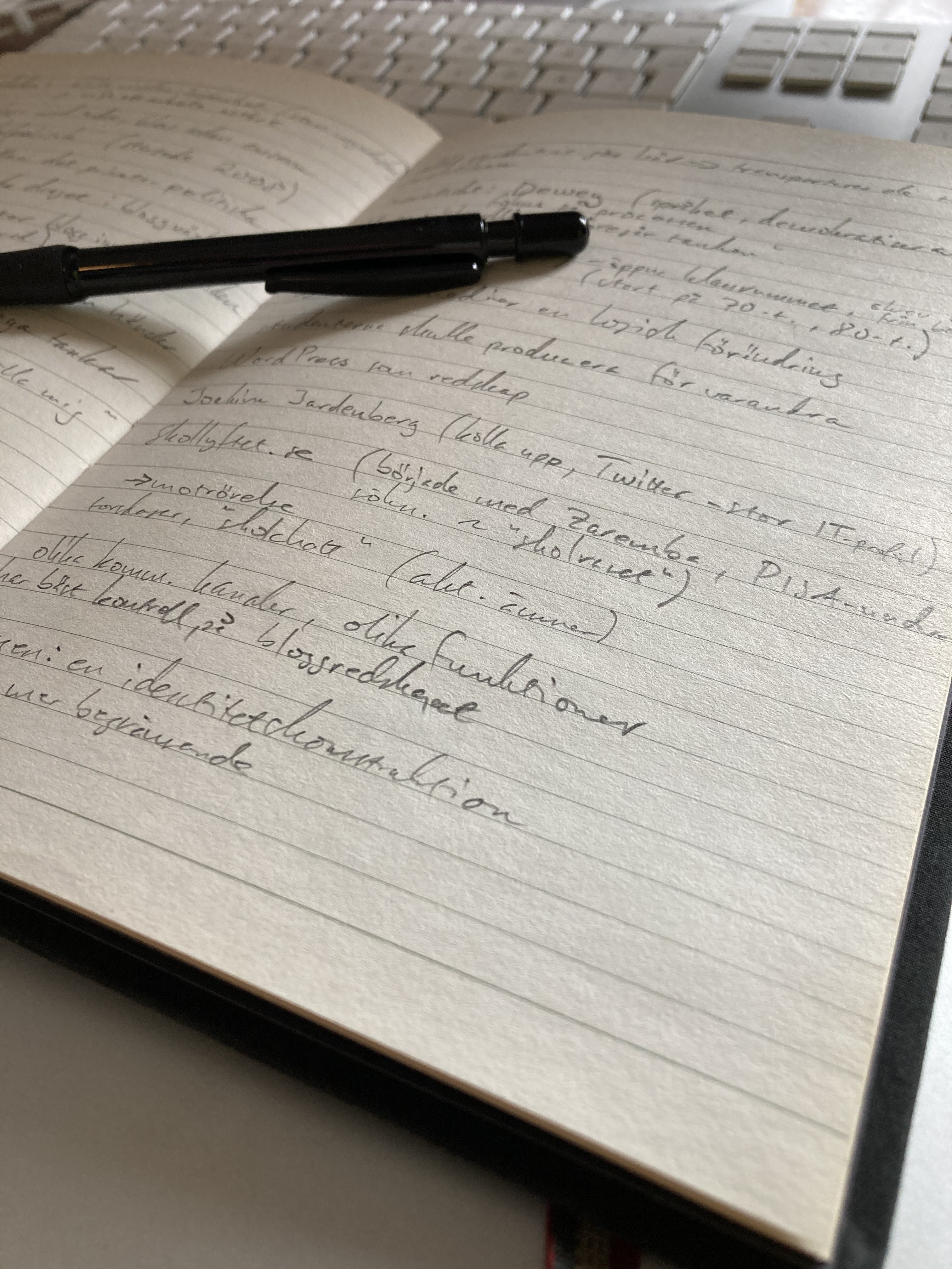 Field notes in a notebook