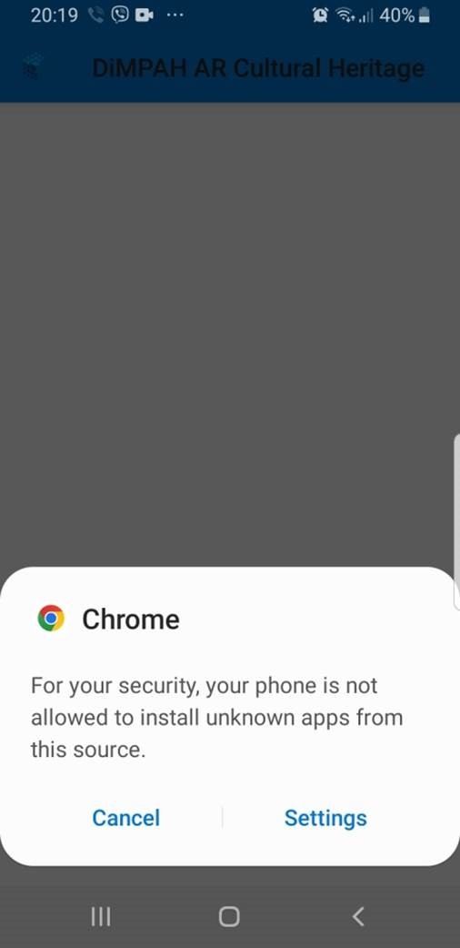 AR Mobile Apps Installation Step 1